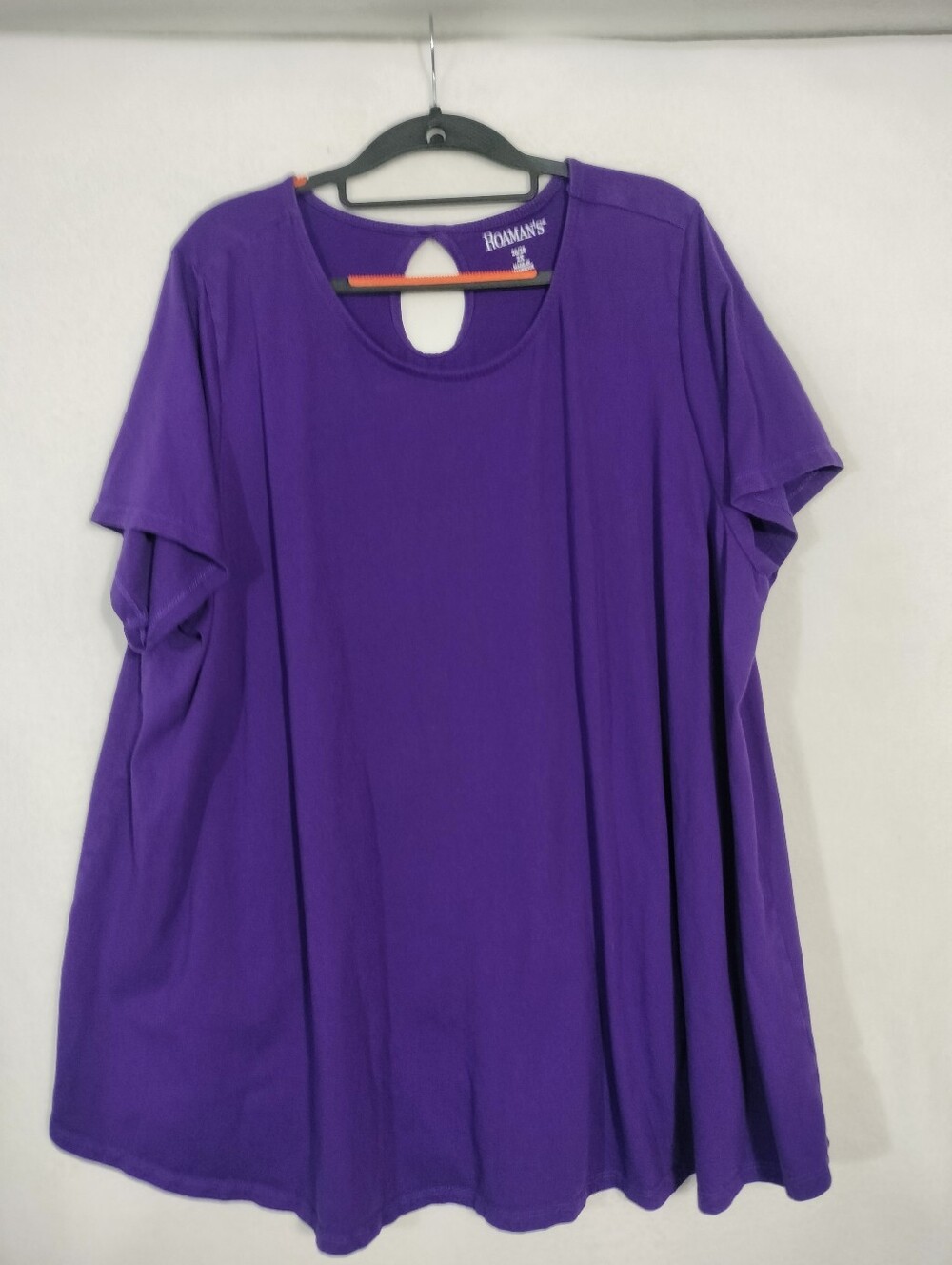 Roaman's Purple Short Sleeve Keyhole Top